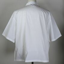 23SS PRADA プラダ ロゴ トライアングル コットンポプリン　開襟 半袖 シャツ L 白 b7052_画像5
