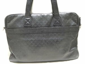 3F エンポリオ アルマーニ メンズ ブリーフケース ハンドバッグ ☆ ブラック 総ロゴ 型押し レザー ビジネスバッグ ▼ EMPORIO ARMANI 5I