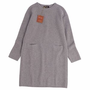 極美品 ロロピアーナ Loro Piana ニット ワンピース セーター ロングスリーブ カシミヤ トップス レディース 42 グレー cg10or-rm10f06670