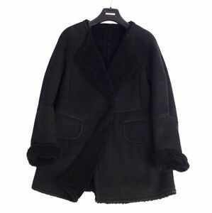 美品 ジルサンダー JIL SANDER ジャケット コート ムートンコート ノーカラー アウター レディース 34(S相当) ブラック cg10ob-rm10f06846