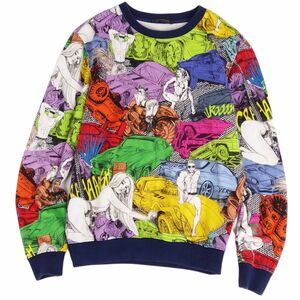  Versace VERSACE sweat sweatshirt long sleeve total pattern cotton tops men's S multicolor cg10ml-rm08f06464