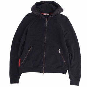 プラダ スポーツ PRADA SPORT スウェット パーカー ジップアップ ナイロン切替 アウター レディース M ブラック cg10om-rm04f06900