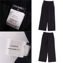 極美品 シャネル CHANEL パンツ P37315 ロングパンツ ココマークボタン ウール ボトムス レディース 34(S相当) ブラック cg10mt-rm05e25772_画像7