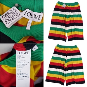 未使用 ロエベ LOEWE ニット パンツ ショートパンツ ボーダー柄 ウール ボトムス メンズ XL マルチカラー cg10oo-rm10f06697の画像5