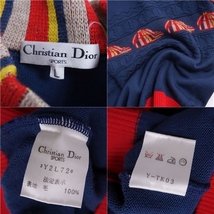 美品 Vintage クリスチャンディオール Christian Dior ニット セーター ウール トップス レディース L ネイビー/レッド cg10on-rm04e25898_画像6
