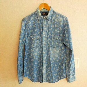 RRL Ralph Lauren ダブルアールエル ラルフローレン 名作 INDIGO PAISLEY WESTERN SHIRTS インディゴ ペイズリー ウエスタンシャツ 長袖 S