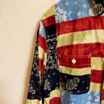 DENIM&SUPPLY デニムアンドサプライ Ralph Lauren ラルフローレン パッチワーク 長袖シャツ 星条旗 ペイズリー バンダナ 国旗 L_画像5