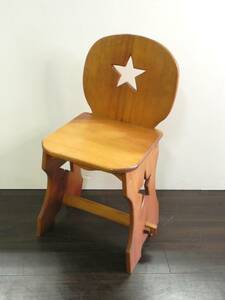 [Q9893] wooden child che aster .. pulling out star * low chair ... chair natural wood ②