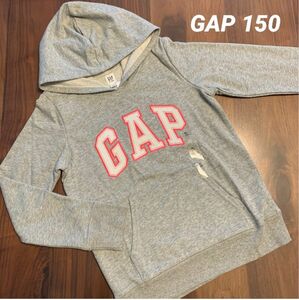 【新品】GAP KIDS ギャップ ロゴ グレー フード トレーナー パーカー 150cm 女の子 長袖