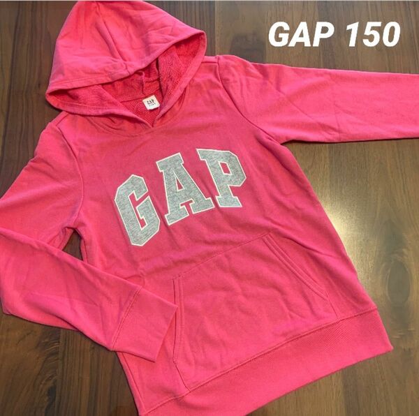 【新品】GAP KIDS ギャップ キッズ ロゴ ピンク フード トレーナー パーカー 150cm 女の子 長袖