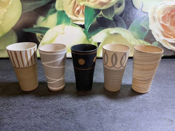 深山窯 夢紀行 湯呑み 5個セット 陶器 湯呑 ストレートカップ
