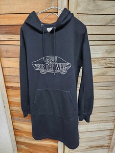 VANS バンズ スウェット パーカー ワンピース ビックロゴ レディース size S ブラック 黒