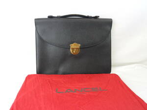 美品 フランス製 LANCEL ランセル ブリーフケース ビジネスバッグ 書類鞄 メンズ ブラック 黒 レザー