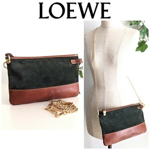  superior article Loewe 2way leather chain shoulder bag bag body bag sakoshu pochette pouch clutch bag lady's men's 