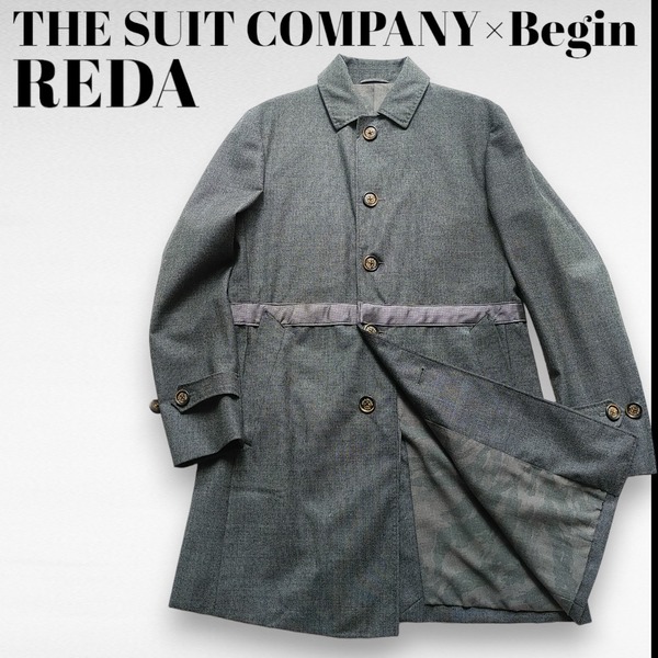 防風防水透湿　美品　REDA　THE SUIT COMPANY Begin　ウール　ステンカラーコート　スーツカンパニー ビギン別注　M　カモフラ裏地