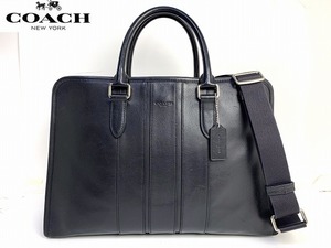 良品★送料無料★ コーチ メンズ COACH レザー 2Way ビジネスバッグ ブリーフ ケース ショルダー ブラック