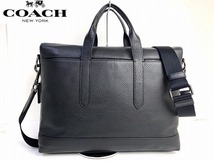 極美品★送料無料★ コーチ メンズ COACH ハミルトン ペブルド レザー ブリーフ ケース 2Way ビジネスバッグ ショルダー ビジネストート_画像2