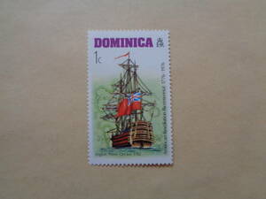 ドミニカ切手　1976年　アメリカ合衆国バイセンテニアル・船切手・English three-decker（ベローナ） - 1782　　1c
