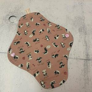 *M size * hand made fabric napkin holder 23cm French bru dog pattern pink 