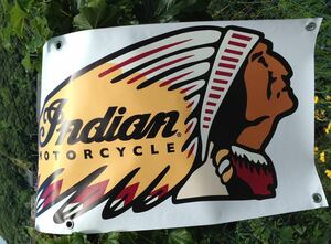 ◆ビンテージ・インディアンモーターサイクル・横断幕、看板/1.2メートルx45cm)野外・室内、バイク、自動車