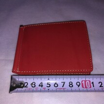 栃木レザー　札ばさみ　折財布　レッド　日本製 マネークリップ_画像2