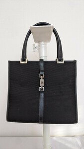 GUCCI　ハンドバッグ　ジャッキーライン　ナイロン　黒　シルバー金具　　32041