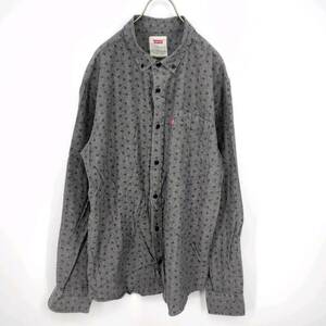 L Levi's リーバイス 柄シャツ ボタンダウン ダークグレー 長袖 リユース ultramto sh0348