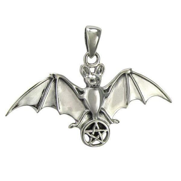 MM: Silver Bat with Pentacle Pendant
