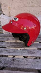 SHOEI 古いジェットヘルメット T-8133　赤 サイズ小さめ女性用？　ビンテージレトロ