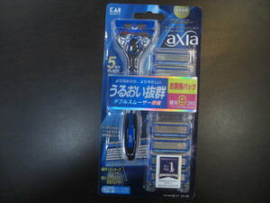 ♪（新品/未開封）貝印 KAI　カイレザー アクシア ホルダー1本+替刃9コ付 お買得パック AX-9BS RAZOR axia 5枚刃 ＢＬＡＤＥ 送料220円～