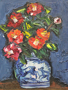 Art hand Auction ■⑤Riki Nakagawa■ [Camellia] Oil painting No. 6 Hand-signed Authenticity guaranteed, painting, oil painting, still life painting