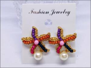 * unused goods * Kirakira pretty hitote design earrings *2187