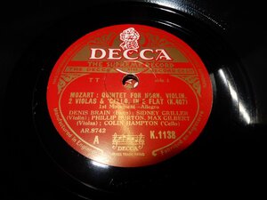 ☆SP 78☆DECCA☆MOZART:QUINTET FOR HORN,VIOLIN,2 VIOLAS & CELLO,IN E FLAT☆２枚組☆専門店入手の傷なしきれいな状態