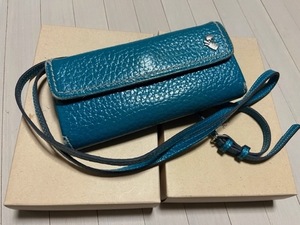 ◆　PELLE BORSA／ペレボルサ　ウオレット　エメラルドグリーン USED　◆