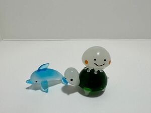 ガラス細工　イルカ　クラゲ　亀