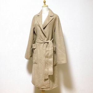 8914 美品!! ZARA ザラ 秋冬重宝 ベルト付き ロング コート ラップコート レディース ベージュ S!!