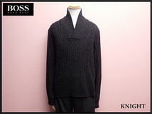 HUGO BOSS ショールカラーセーター・M□ヒューゴボス/イタリア製/ネップ/ニット/23*1*3-9_画像1