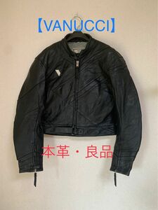 【VANUCCI】ヴァヌッチ ライダースジャケット 黒 本革 レザー L 良品
