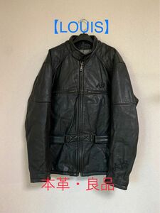 【LOUIS】シングルライダースジャケット 黒 本革 レザー 52L/LL 良品