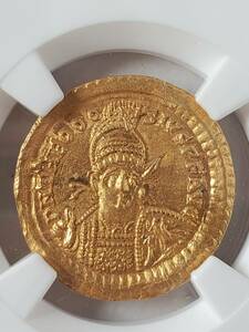 ●コイン● 402-450 金貨 東ローマ帝国 テオドシウス2世 ソリダス MS
