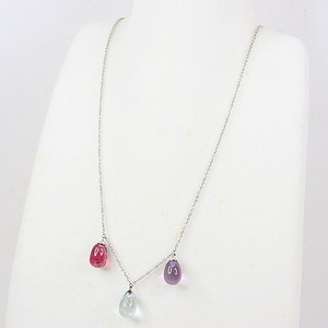 Tiffany Rain Board Lop Ожерелье K18WG MultyColor Amethyst Aquamarine Tourmaline [Используется]