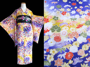  bokashi . flowers of four seasons .... antique kimono 