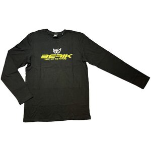 新作 BERIK ベリック プリント ロングスリーブ Tシャツ オーガニックコットン 237301 BLACK/YELLOW Lサイズ 【バイク用品】