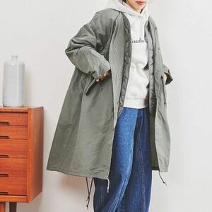 coen コーエン 22AW 3WAYキルティングライナー付きノーカラーモッズコート ミリタリー ヴィンテージ感 メンズライク OLIVE M 定価12,100円