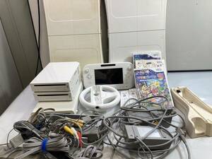 （10-229）Nintendo Wii / WiiU ゲーム機本体　コントローラー　ハンドル　ソフト　まとめ売り　任天堂