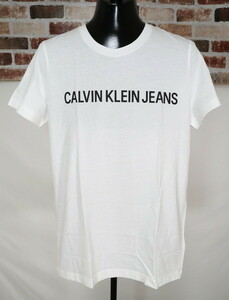 ＊新品 カルバンクライン ジーンズ Calvin Klein Jeans メンズ ロゴプリント 半袖 Tシャツ コットン100% サイズLホワイト MCT1180