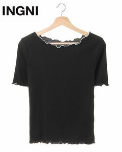 ★ Новый ♪ ing [Ingni] K Rib Melo Crew Sece Neck с коротким рукавом ka ★