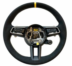  genuine products Porsche 992 Taycan turbo s Panamera Carrera Macan Cayenne alcantara steering gear 2020-25 suede yellow stitch 
