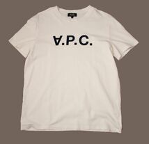 【A.P.C.】アーペーセー　Tシャツ　白　ロゴプリント　半袖　カットソー　Sサイズ　USED_画像1