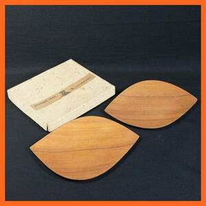 東ハ:【日本工芸】WOODEN TRAY トレイ 2枚入り 約19.7×16.1㎝ 天然木 木製 トレー 木工盆 菓子盆 木工芸 ★送料無料★